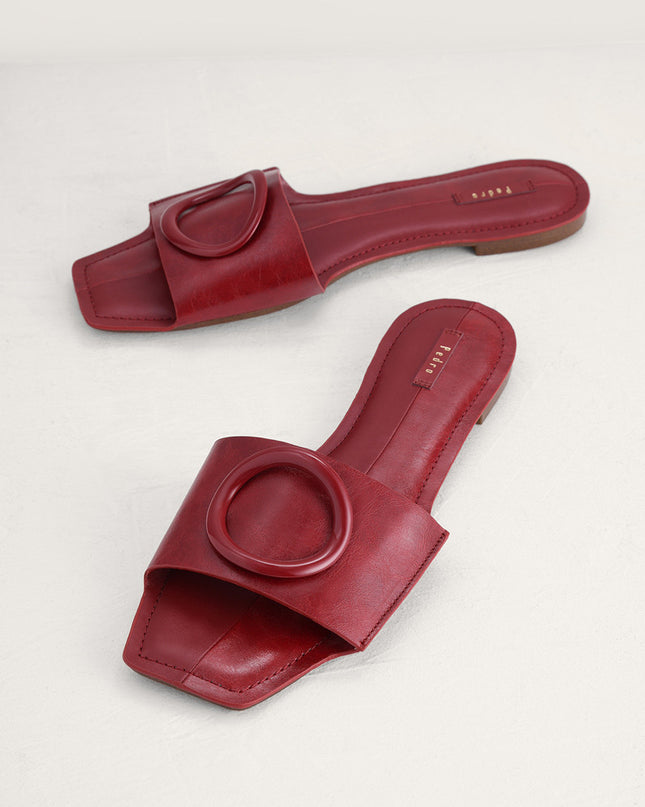 Ring Buckle Paneled Sandals