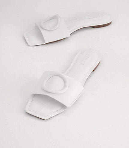 Ring Buckle Paneled Sandals