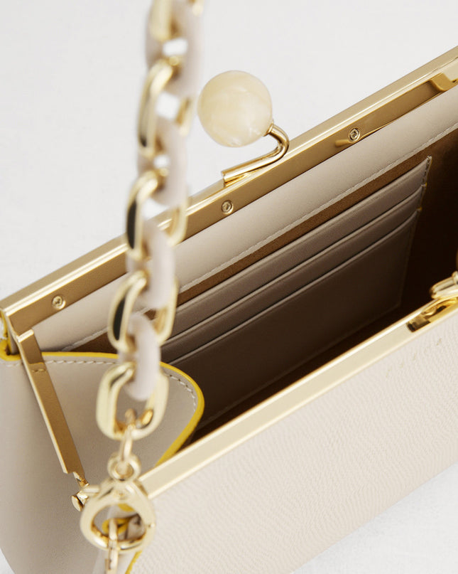 Kiss-Lock Leather Bag with Lizard Effect