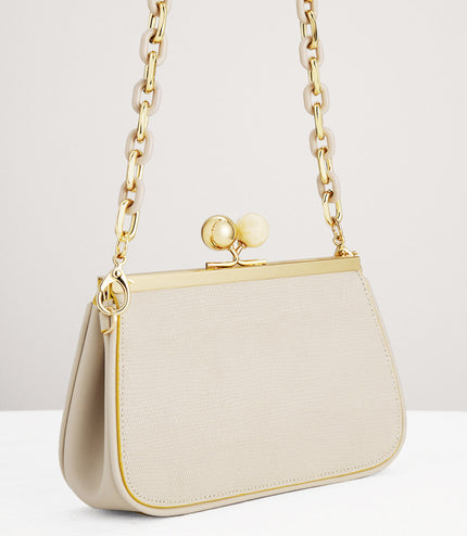 Kiss-Lock Leather Bag with Lizard Effect