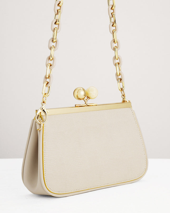 Kiss-Lock Leather Bag with Lizard Effect