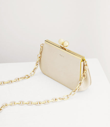 Kiss-Lock Leather Bag with Lizard Effect