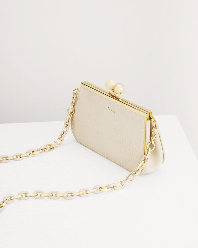 Kiss-Lock Leather Bag with Lizard Effect