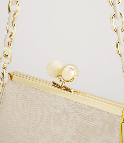 Kiss-Lock Leather Bag with Lizard Effect