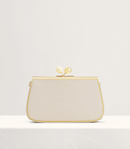 Kiss-Lock Leather Bag with Lizard Effect