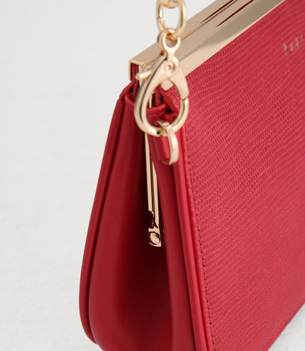Kiss-Lock Leather Bag with Lizard Effect