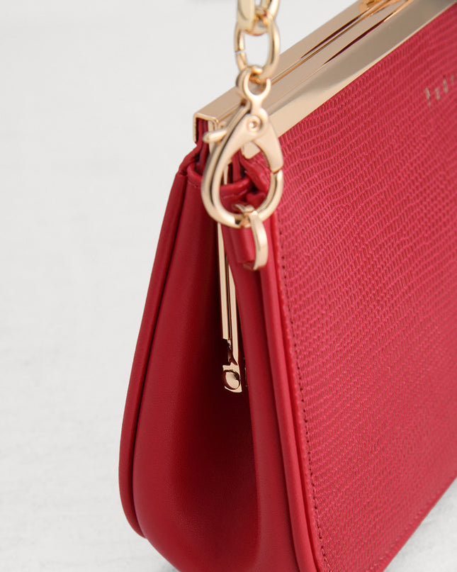 Kiss-Lock Leather Bag with Lizard Effect