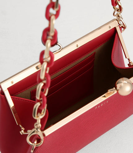 Kiss-Lock Leather Bag with Lizard Effect