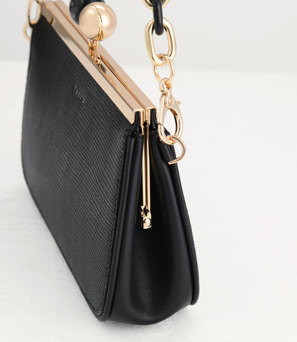 Kiss-Lock Leather Bag with Lizard Effect