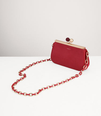 Kiss-Lock Leather Bag with Lizard Effect