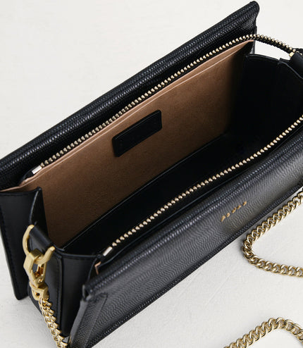 Multi-Way Lizard-Effect Leather Bag