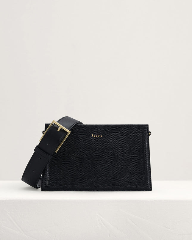 Multi-Way Lizard-Effect Leather Bag