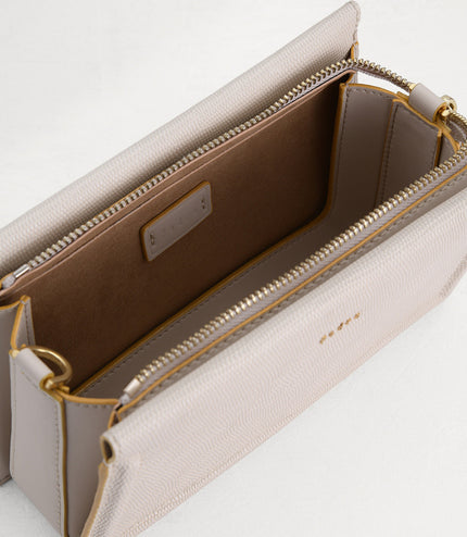 Multi-Way Lizard-Effect Leather Bag
