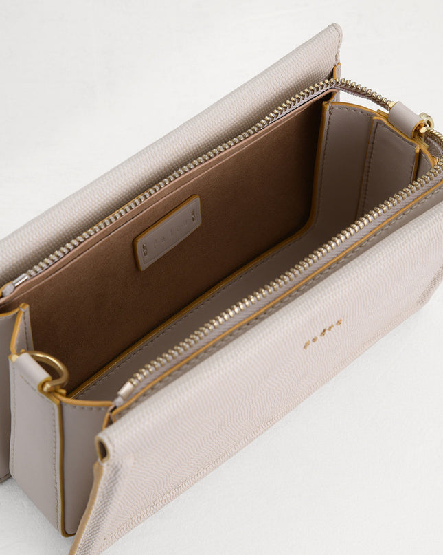 Multi-Way Lizard-Effect Leather Bag