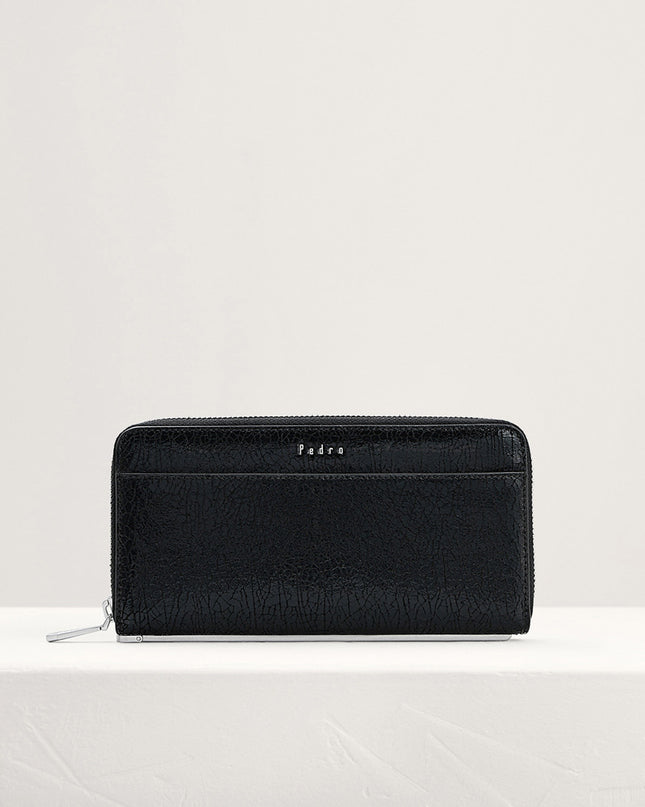 Cracked Leather Long Wallet