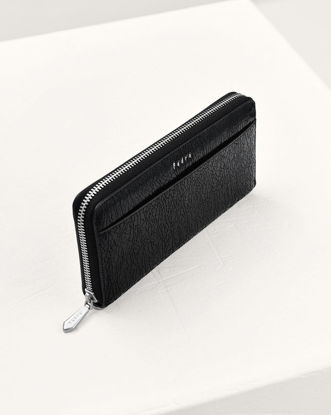 Cracked Leather Long Wallet