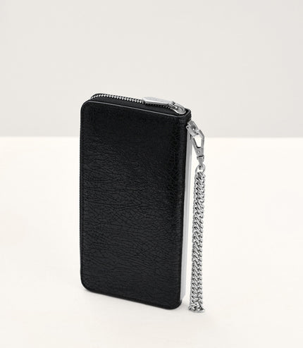 Cracked Leather Long Wallet