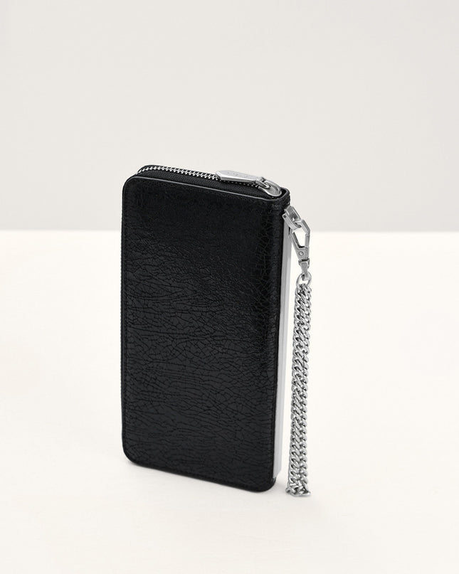 Cracked Leather Long Wallet