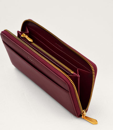 Cracked Leather Long Wallet