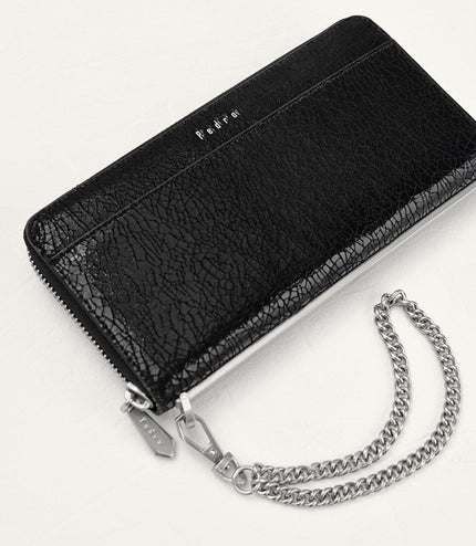 Cracked Leather Long Wallet
