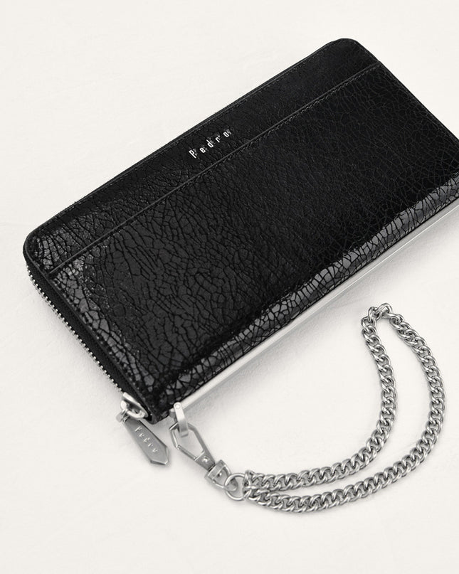 Cracked Leather Long Wallet