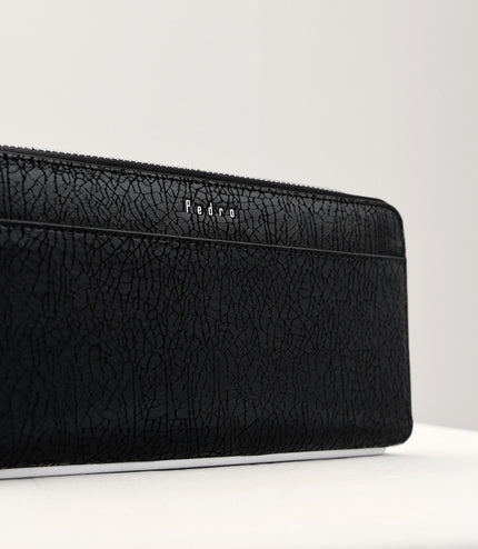 Cracked Leather Long Wallet