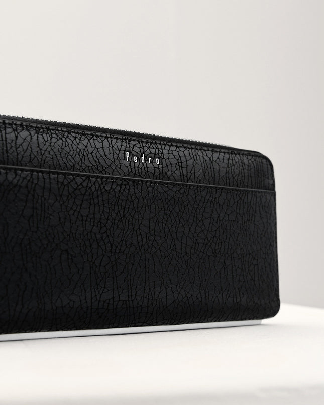 Cracked Leather Long Wallet