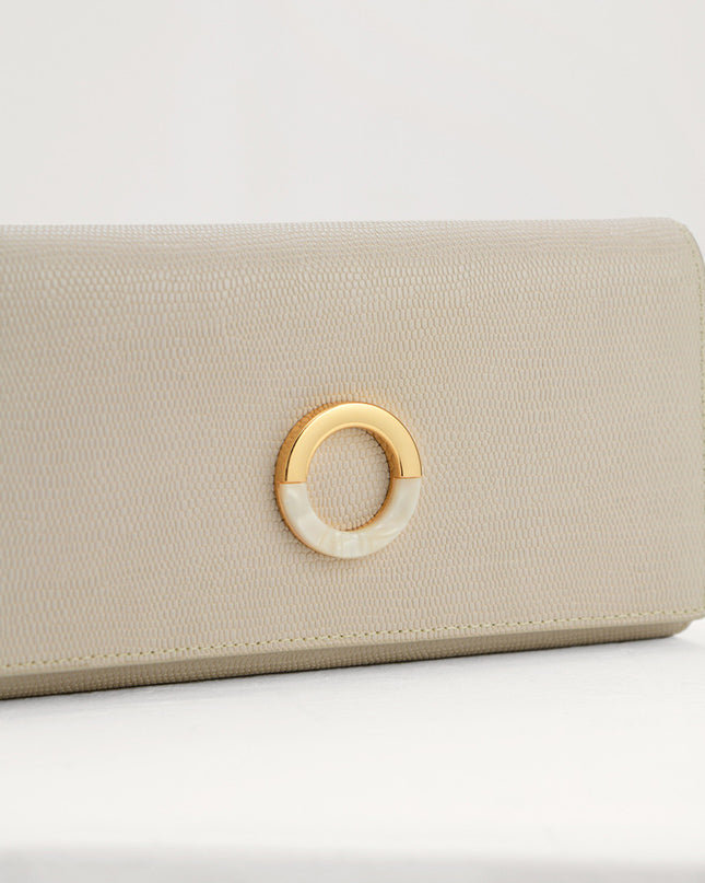 Lizard-Effect Leather Wallet On Chain