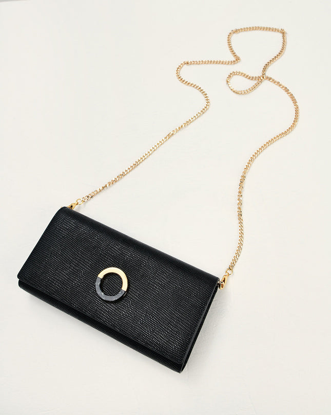 Lizard-Effect Leather Wallet On Chain