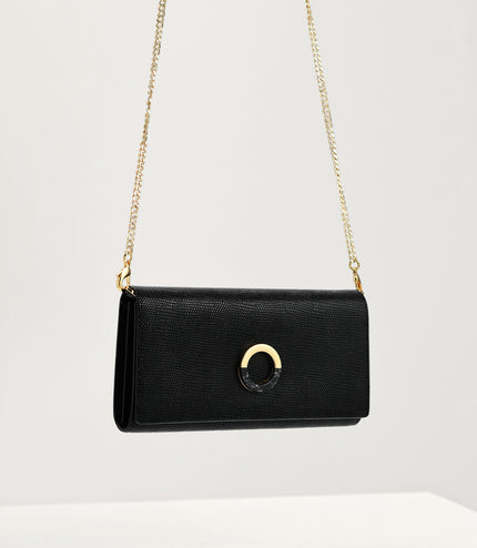Lizard-Effect Leather Wallet On Chain