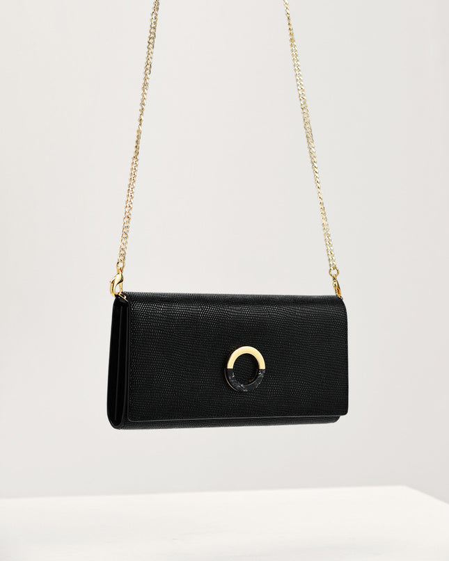 Lizard-Effect Leather Wallet On Chain