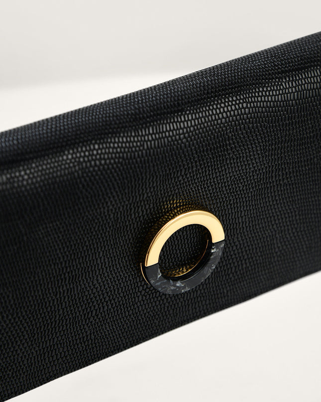 Lizard-Effect Leather Wallet On Chain