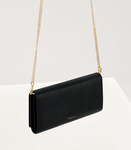 Lizard-Effect Leather Wallet On Chain