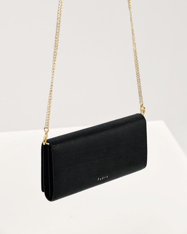 Lizard-Effect Leather Wallet On Chain
