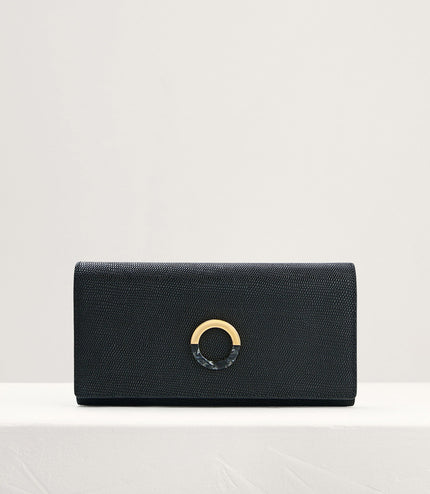 Lizard-Effect Leather Wallet On Chain