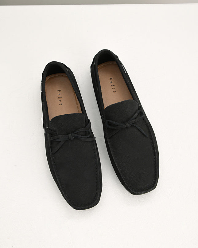 Bow-Detailed Nubuck Moccasins