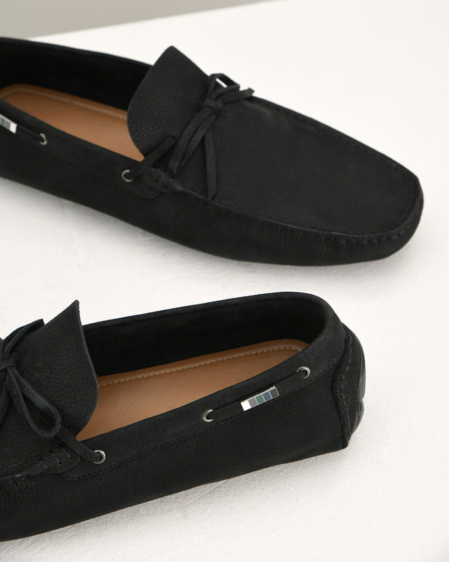 Bow-Detailed Nubuck Moccasins