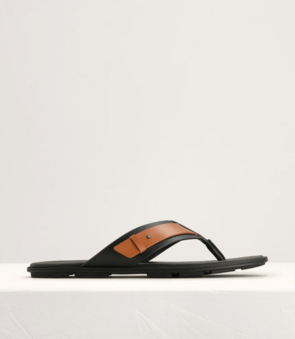 Buckled Thong Sandals in Two-Tone