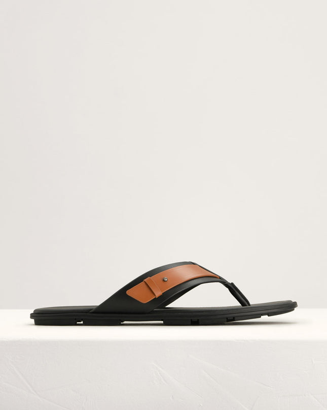 Buckled Thong Sandals in Two-Tone