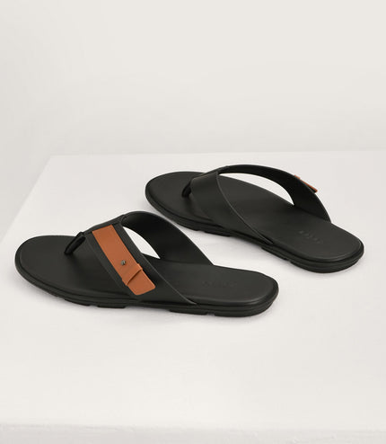 Buckled Thong Sandals in Two-Tone