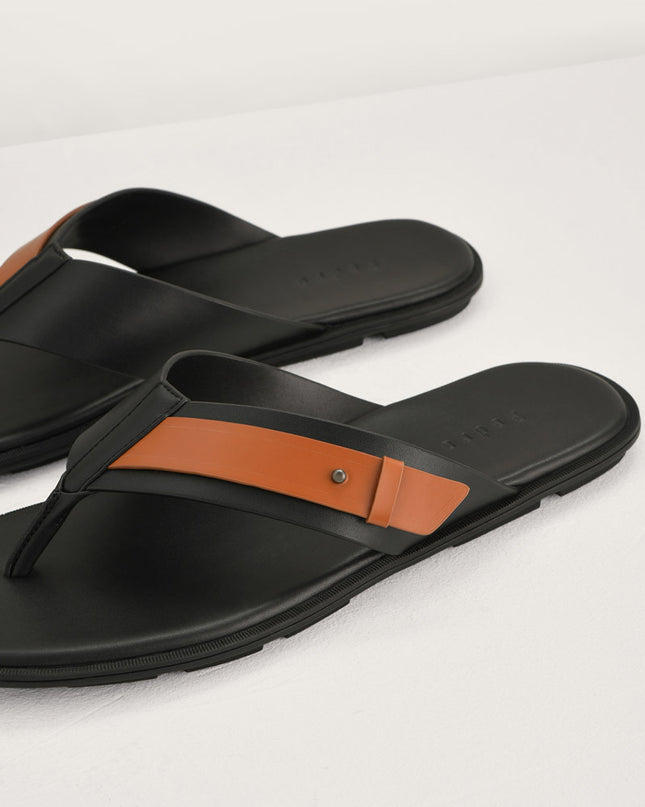 Buckled Thong Sandals in Two-Tone
