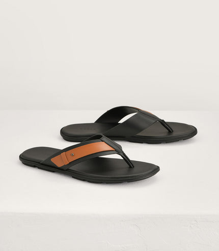 Buckled Thong Sandals in Two-Tone