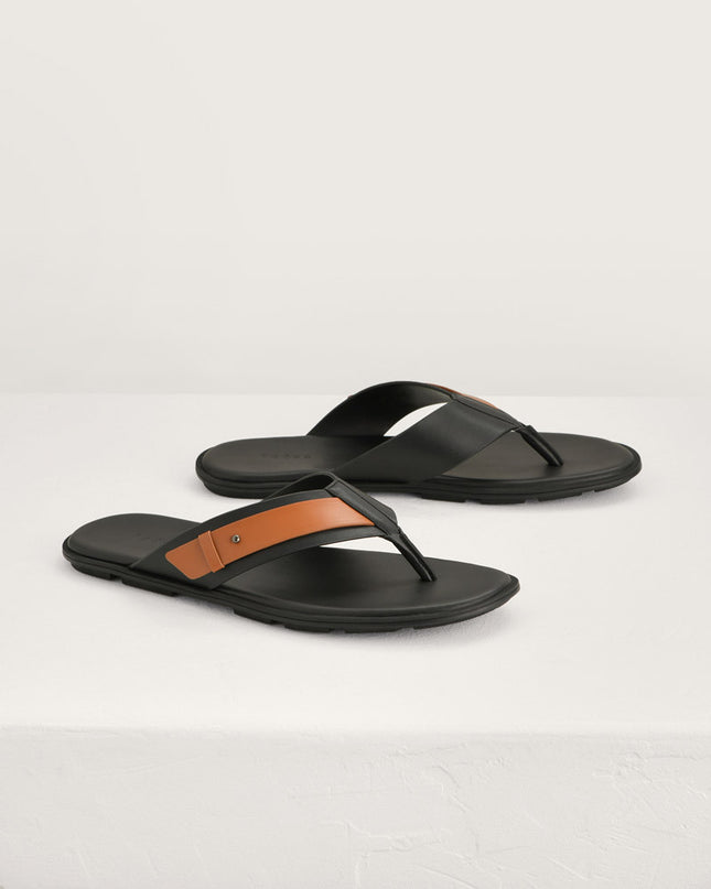 Buckled Thong Sandals in Two-Tone