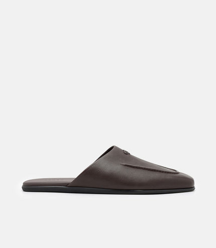 Leather Icon Mule Sandals - Dark Brown