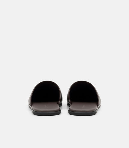 Leather Icon Mule Sandals - Dark Brown