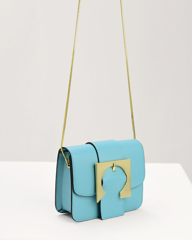 Geometric Buckled Mini Shoulder Bag