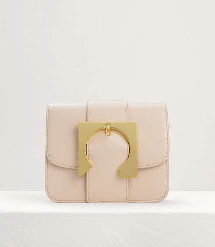 Geometric Buckled Mini Shoulder Bag