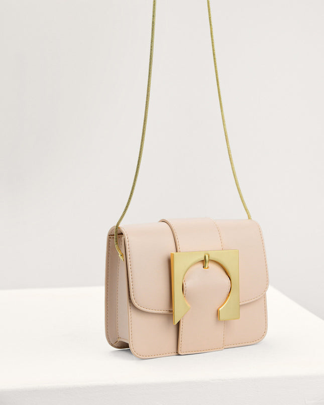 Geometric Buckled Mini Shoulder Bag