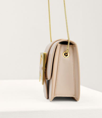 Geometric Buckled Mini Shoulder Bag
