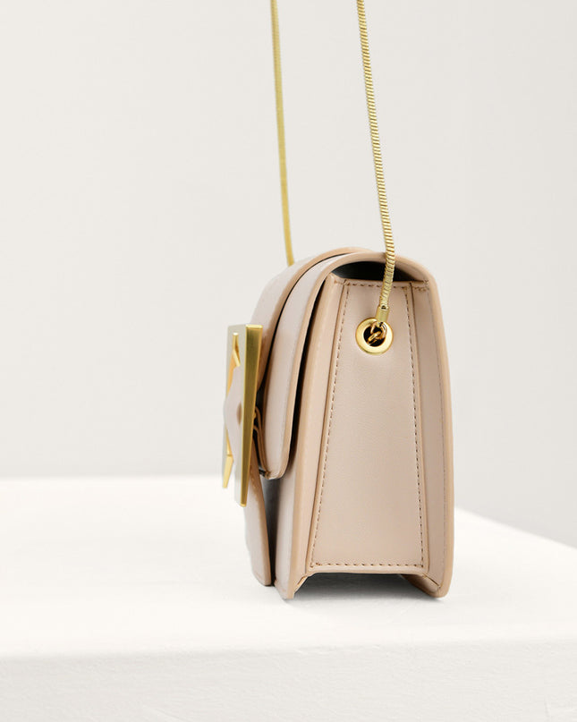 Geometric Buckled Mini Shoulder Bag